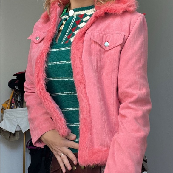 vintage 70s pink rabbit fur and suede jacket ✨ - Picture 4 of 6